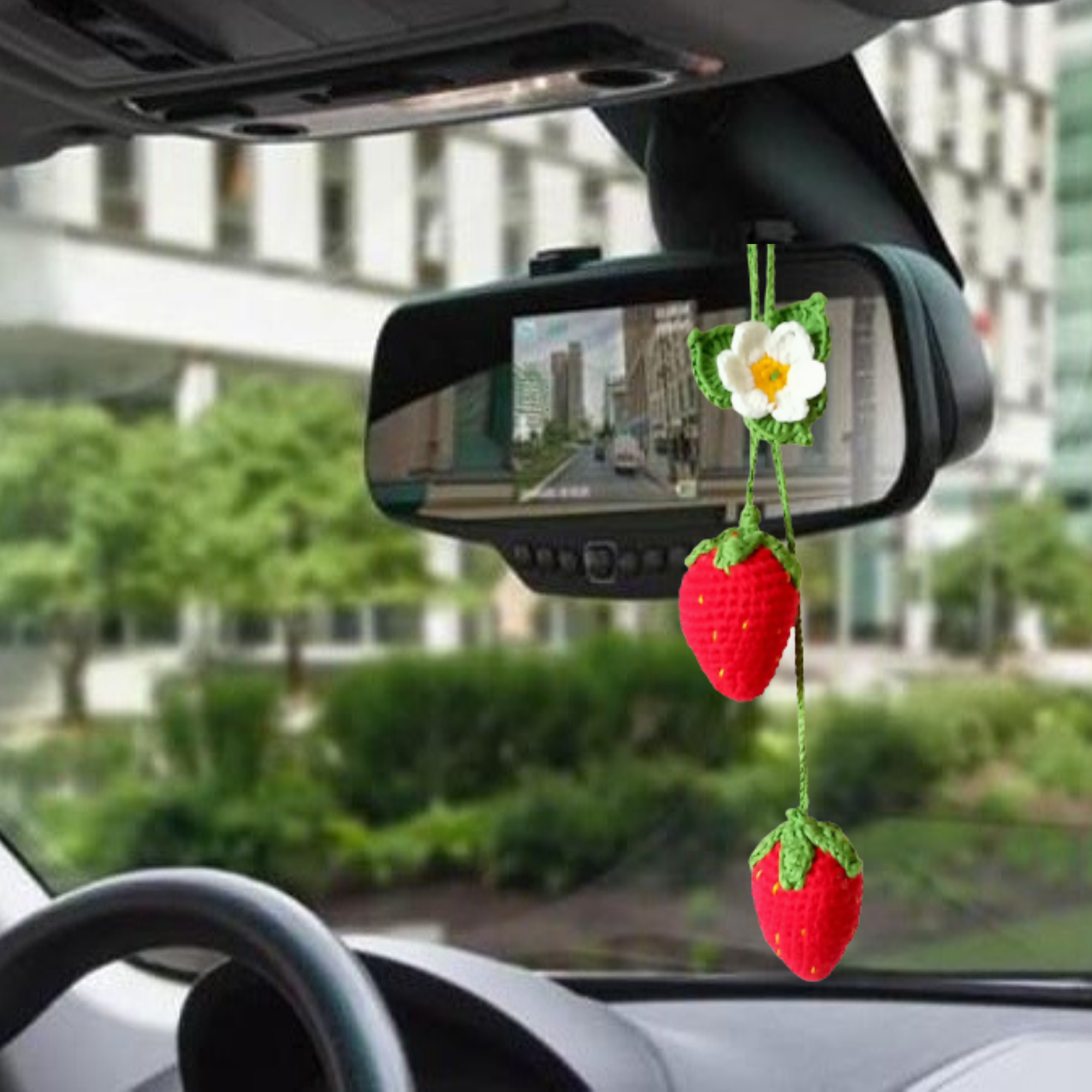 Strawberry. Car accessories for rear-view mirrors. Gift for her.