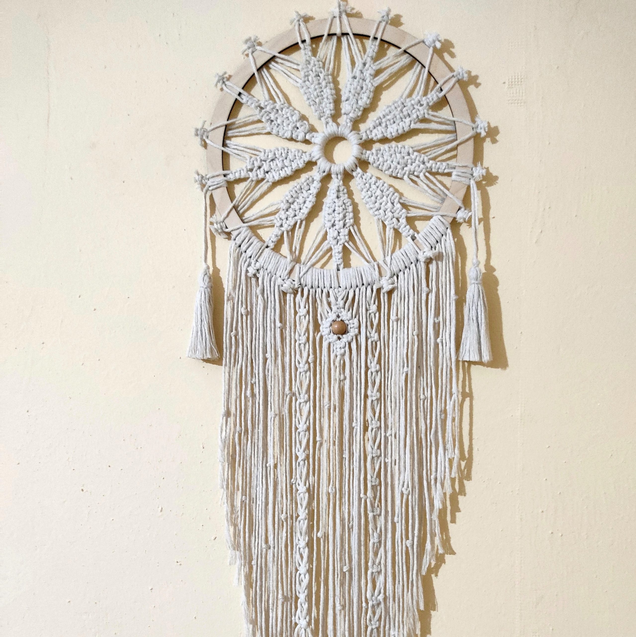 Macrame wall hanging Boho, dreamcatcher with ninepointed star