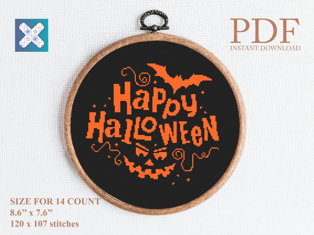 Happy halloween cross stitch pattern - Crealandia