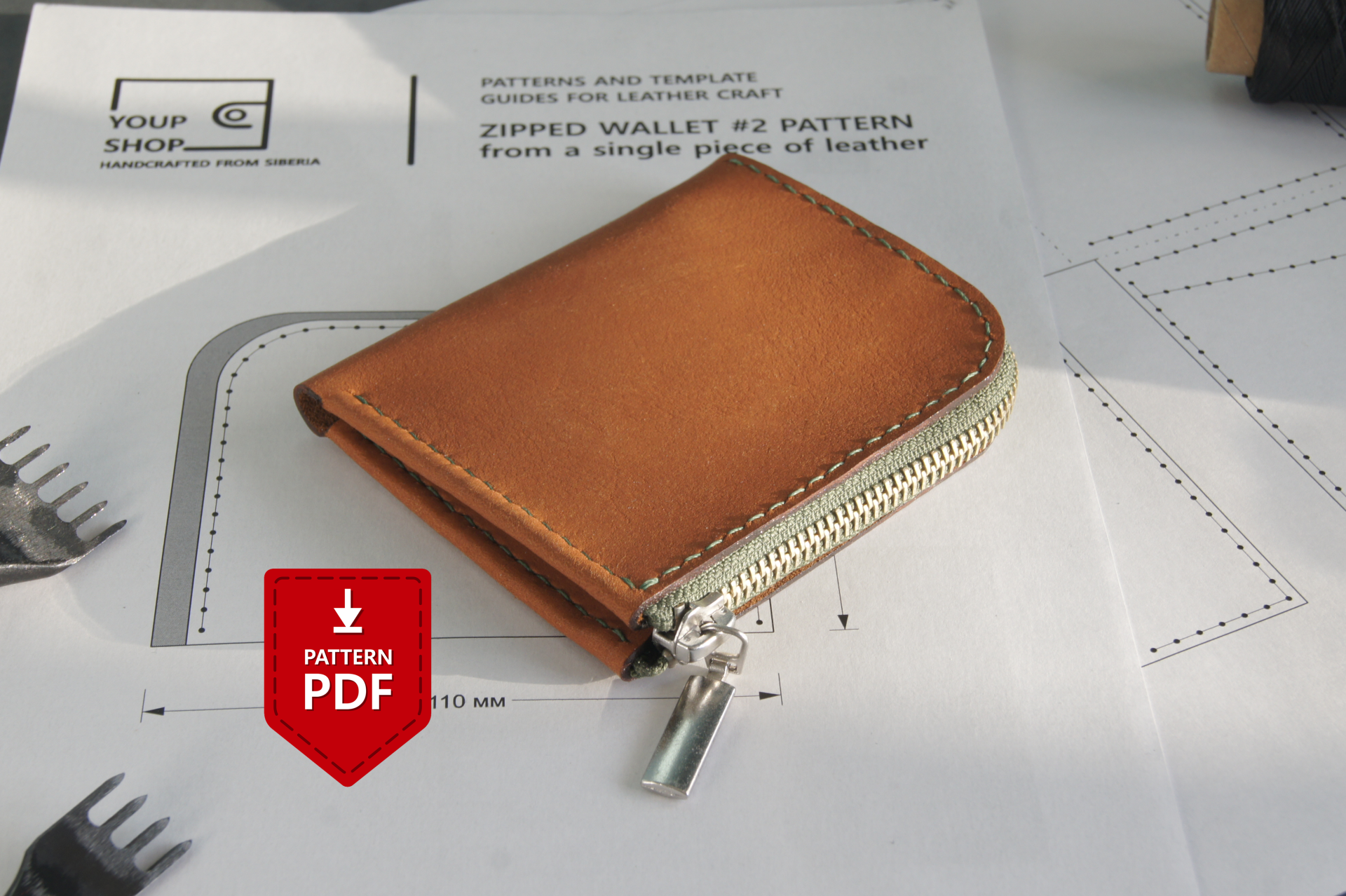 PDF Pattern Leather Long Wallet Flap Wallet Leather DIY 