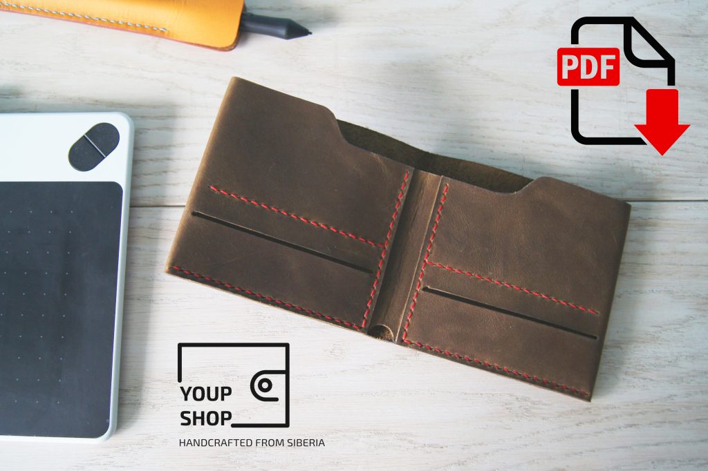 Leather PDF Bifold Wallet Pattern With Snap Button Template 