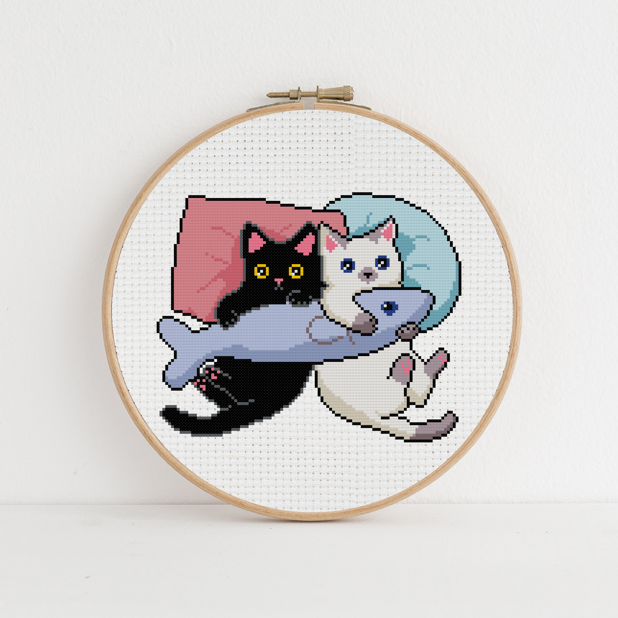 Black Cat Cross Stitch Pattern, Bathroom Cross Stitch, Cat L