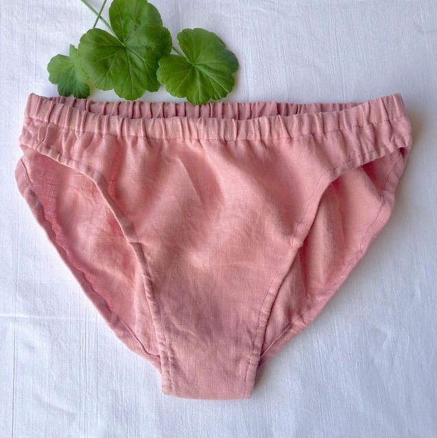 Women's linen underwear brief - natural off-white