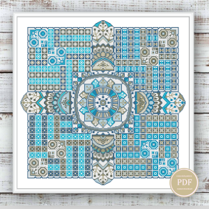 Cross Stitch Pattern Geometric Arabic Squares
