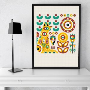 Folk Cross Stitch Pattern. Scandinavian cross stitch.