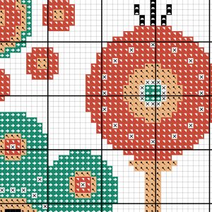 Traditional folk cross stitch pattern. Flowers cross stitch.