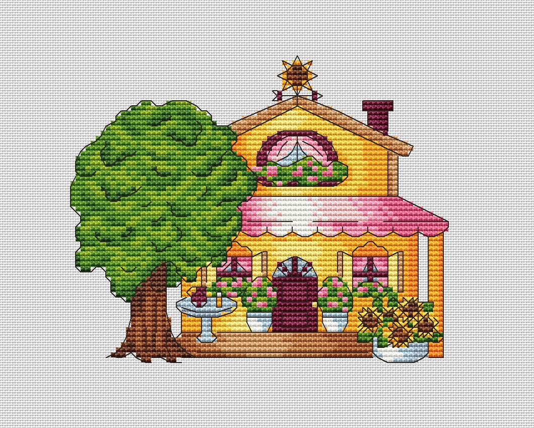 Summer house Cross Stitch Pattern, Sunny Cottage 2 Summer house Cross Stitch Pattern, Sunny Cottage - Image 2