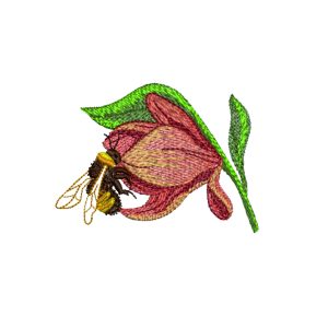 Bee and Flower machine embroiery design