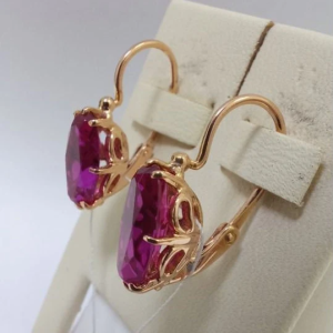 Vintage original 14K Earrings USSR Rose Gold with beautiful pattern