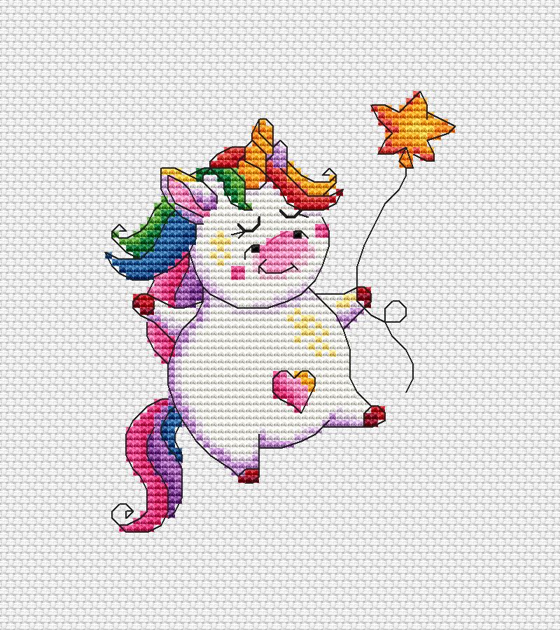 Unicorn Cross Stitch Pattern , Cute cross stitch chart