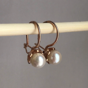 Elegant 14K Vintage Earrings Pearls Original USSR 583 Rose Gold