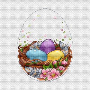 “Easter basket” Cross Stitch Pattern, Happy Easter cross stitch chart