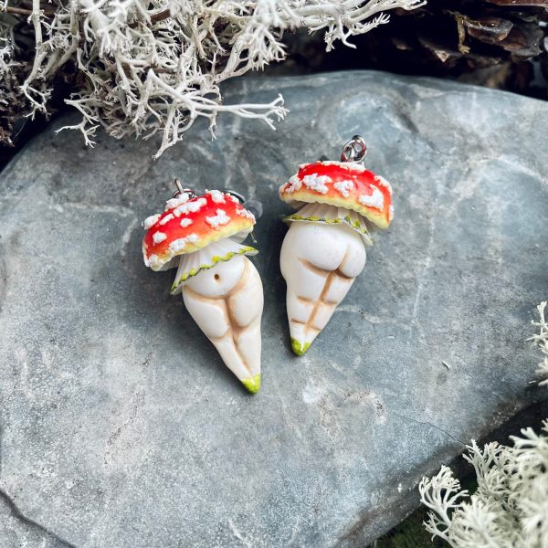 Mushrooms red fly agaric girls earrings