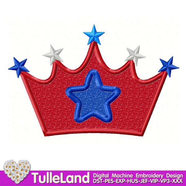 Patriotic Crown Applique Design Machine embroidery design