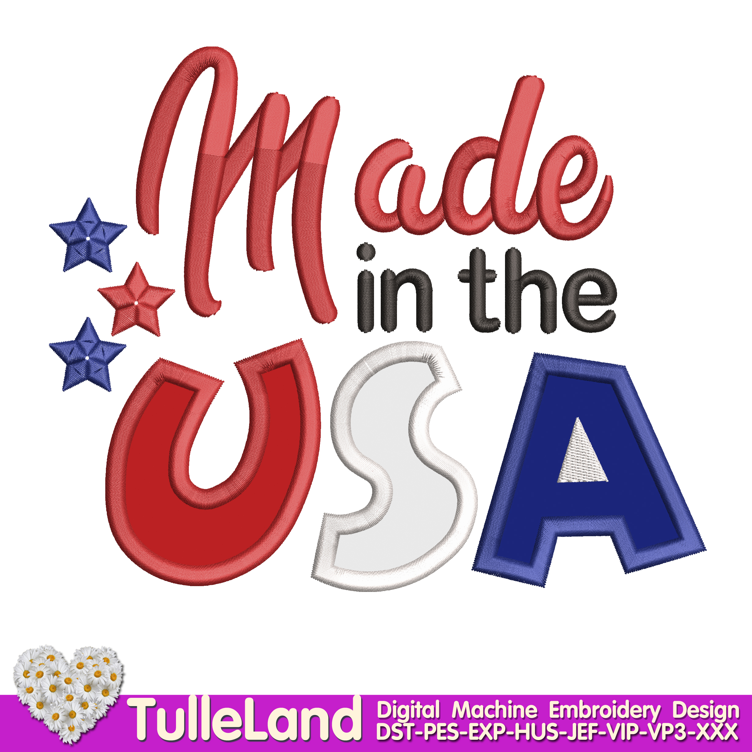 Made in the USA Patriotic Star Machine embroidery design 1 Made in the USA Patriotic Star Machine embroidery design