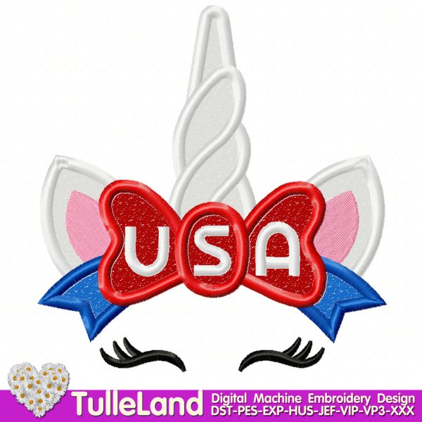 4th July Unicorn American Patriot Machine embroidery design