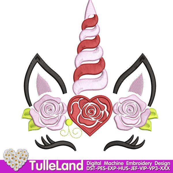 Valentine Floral Magic Unicorn Machine embroidery design