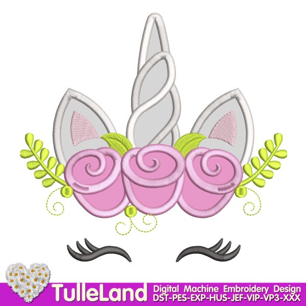 Magic unicorn with Roses Machine embroidery design