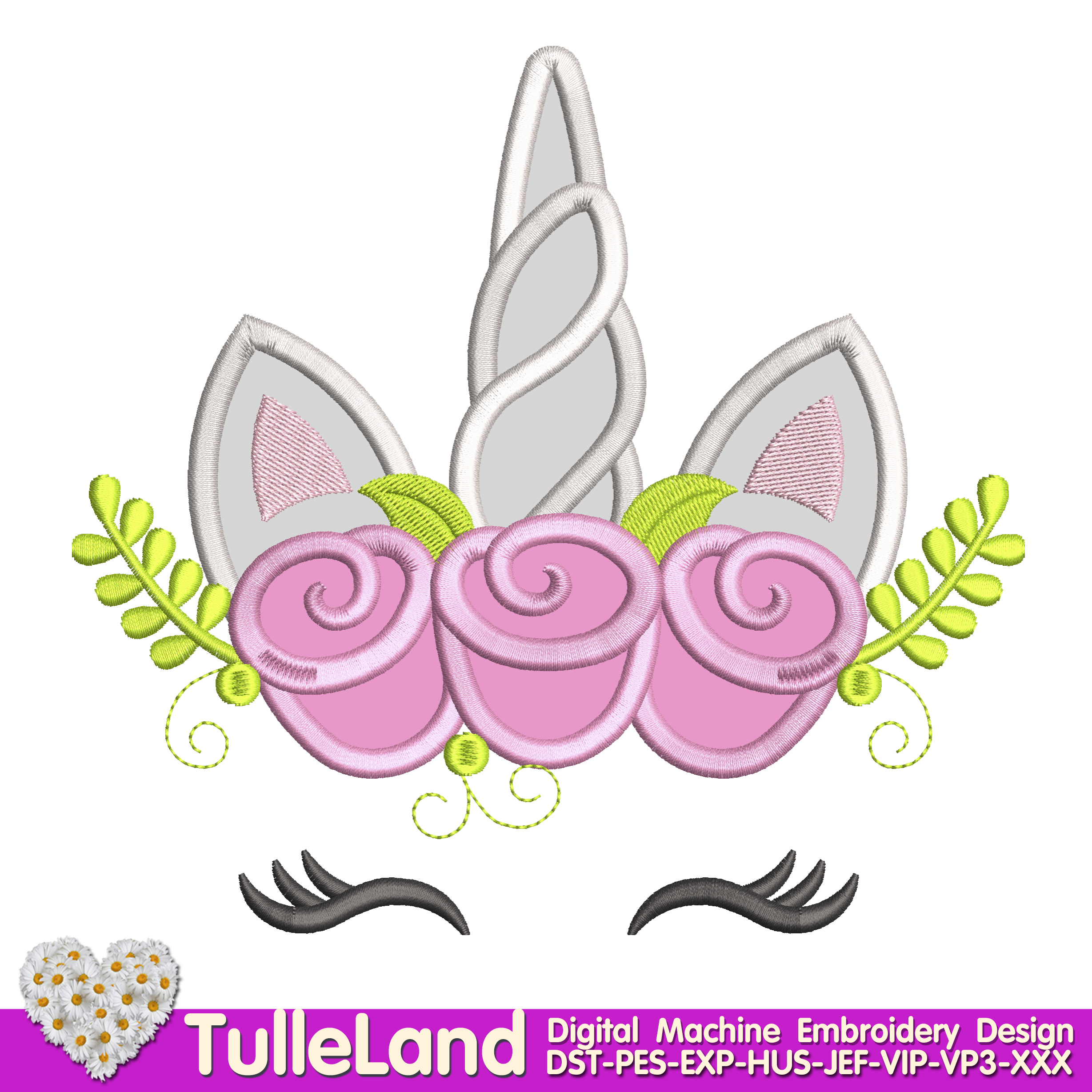 Magic unicorn with Roses Machine embroidery design 1 Magic unicorn with Roses Machine embroidery design