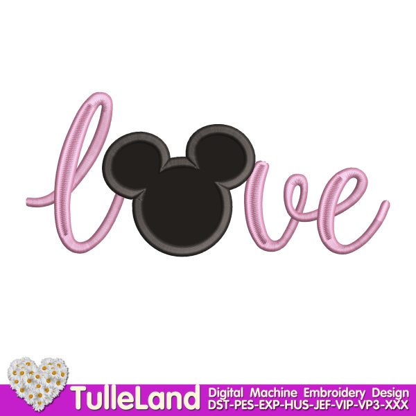 Valentine Day Love Miss Mouse Machine embroidery design