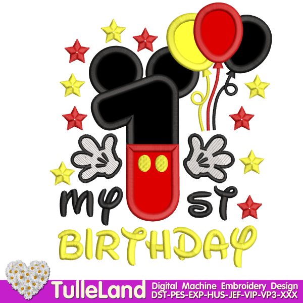 Mouse Number One Machine embroidery design