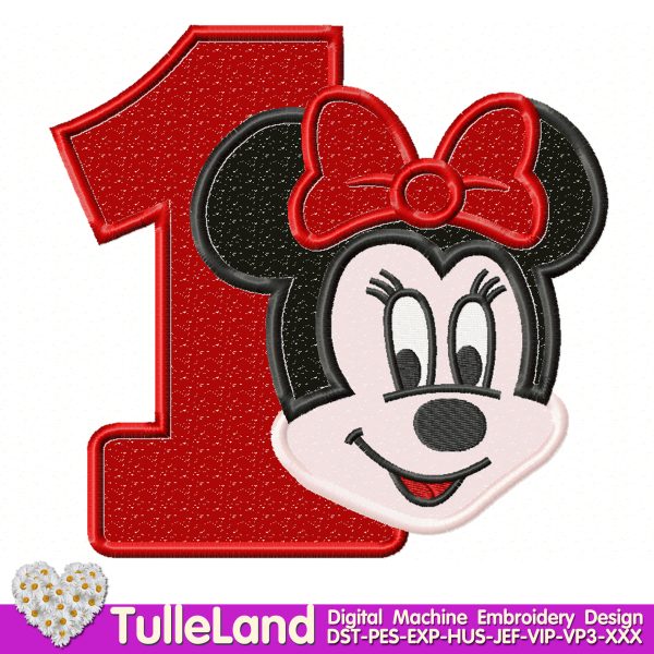 1st Birthday mouse applique Machine embroidery design