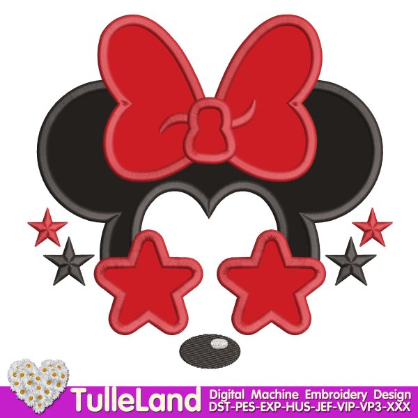 Mouse with glasses Star Machine embroidery design