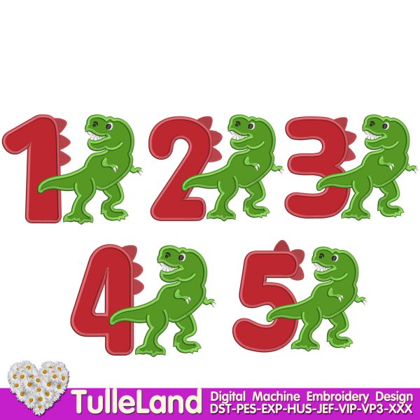 Rex Dino 1st 2nd 3rd 4th 5st Machine embroidery design