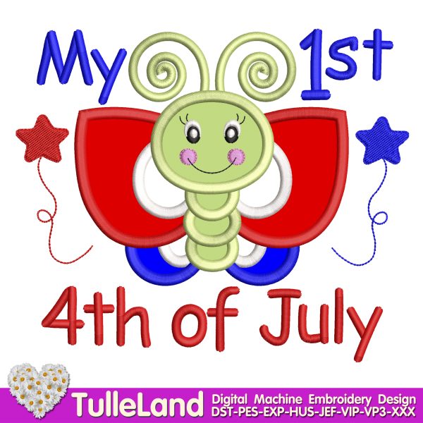 4th of July USA applique Machine embroidery design