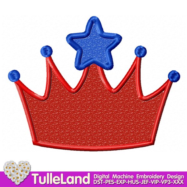 Patriotic Crown Applique Design Machine embroidery design