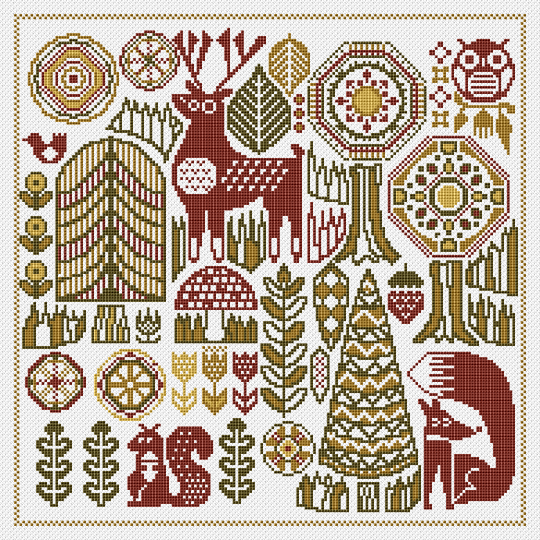 Scandinavian Cross Stitch Pattern Autumn Embroidery Instant PDF Download 147 - Crealandia