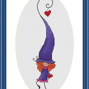 Redhead girl Cross Stitch Pattern, Big hat cross stitch