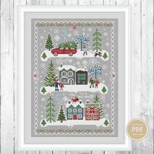 Mercado artesanal 500 Christmas Sampler Cross Stitch Pattern Winter Primitive PDF 128