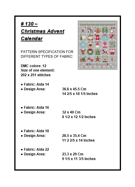 Cross Stitch Advent Calendar - DMC