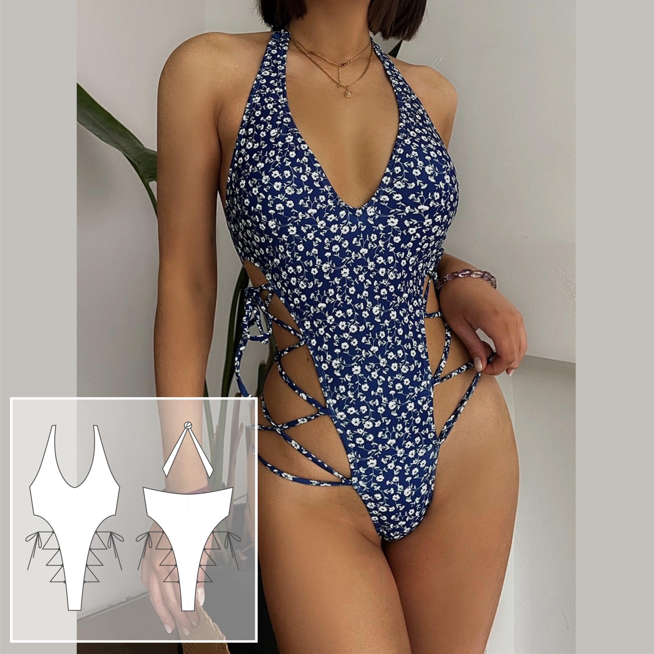 Swimsuit pattern xxs/xs/s/m/l/xl/xxl/xxxl. Sewing pattern. Bikini