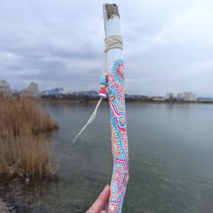 Talking Stick, Painted Drift wood, Aboriginal Art, Indigenous