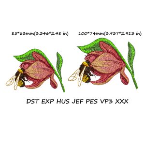 Bee and Flower machine embroiery design