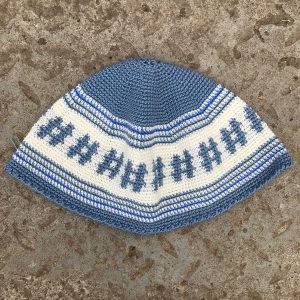African cotton kufi skullcap, Mens hat crocheted