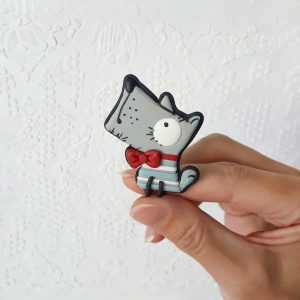 Dog pin polymer clay jewelry tutorial, easy clay jewelry for beginners