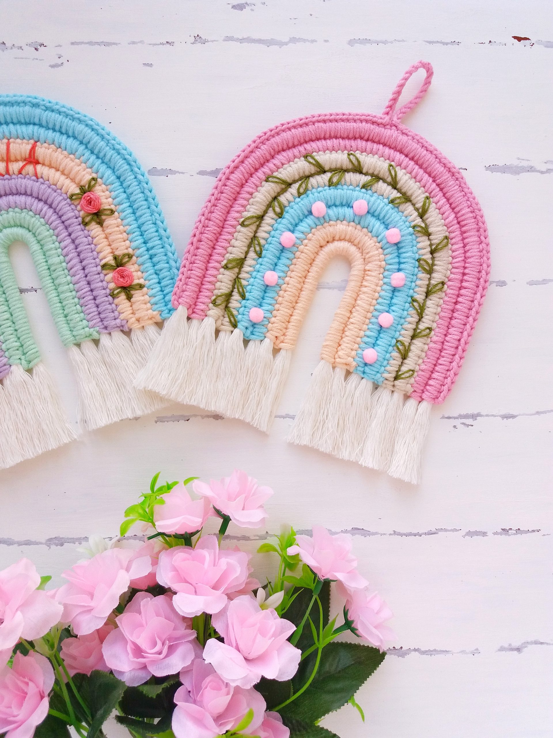 Crochet Rainbow Pattern, Macrame Rainbow - Crealandia