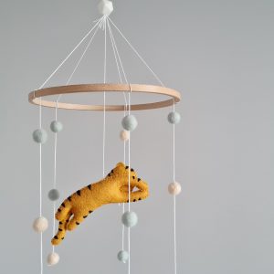 Nursery decor, Tiger baby mobile, Scandi decor, Mustard decor