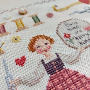 Needlewoman and Sewing Machine Cross Stitch Chart