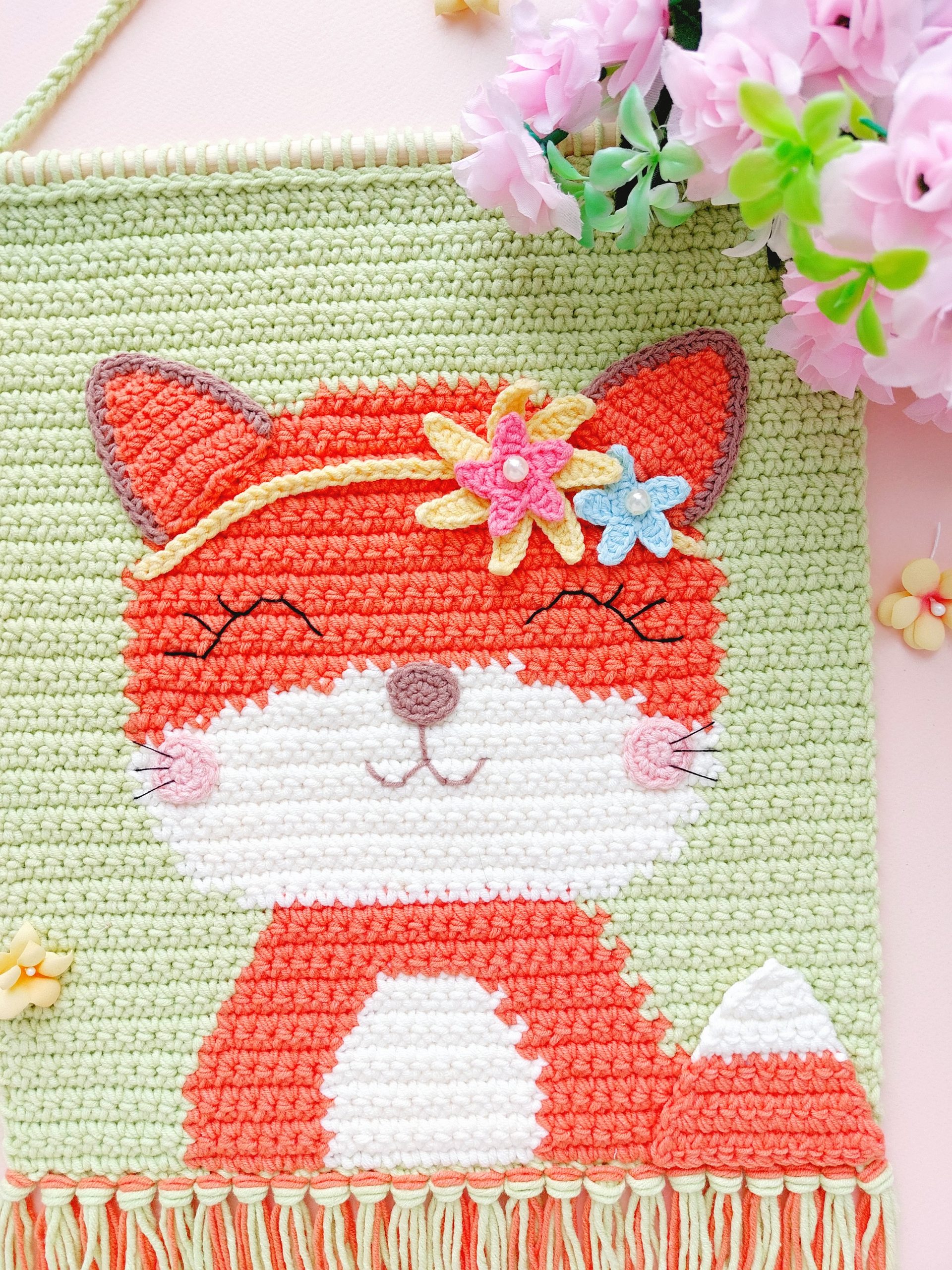 Crochet Fox Wall Hanging Pattern, Wall Decor - Crealandia