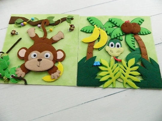 Jungle Quiet Book, Handmade Quiet Book