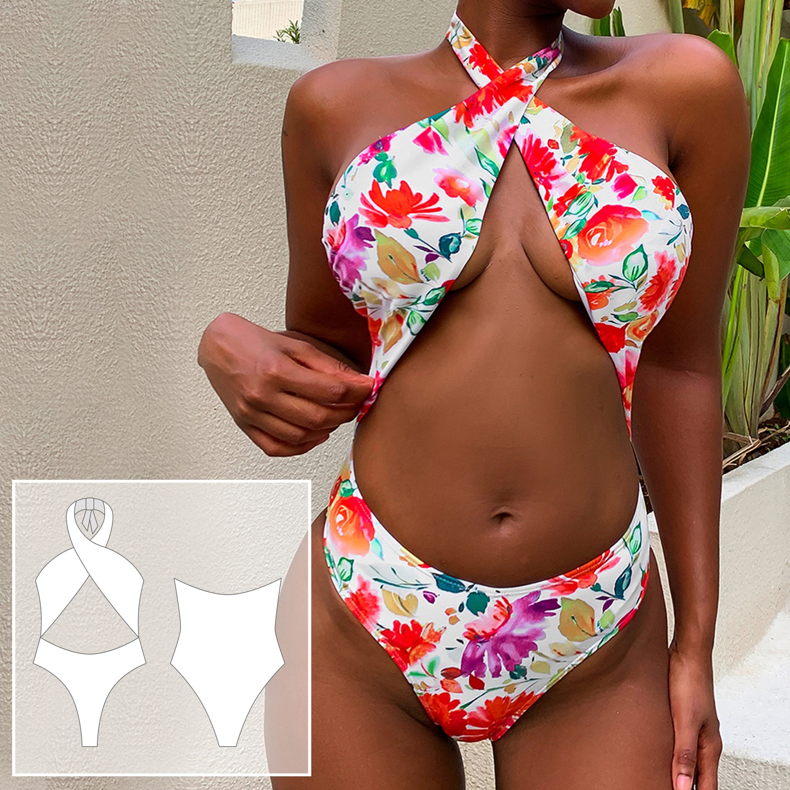 Bikini pattern xxs/xs/s/m/l/xl/xxl/xxxl. Sewing pattern. Swimsuit