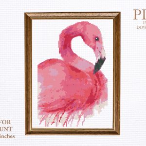 pink flamingo cross stitch pattern