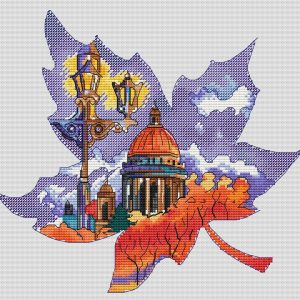 “Autumn in the City” Cross Stitch Pattern, City Landscape.