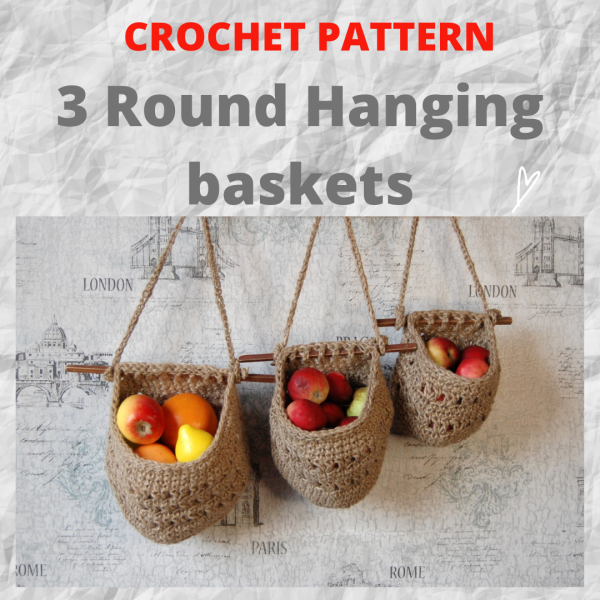 Crochet pattern 3 Round baskets in English US