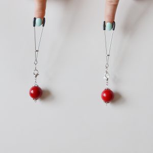 Nipple weights Nipple clamps weighted. Nipple stimulation jewelry red & gift box bdsm.
