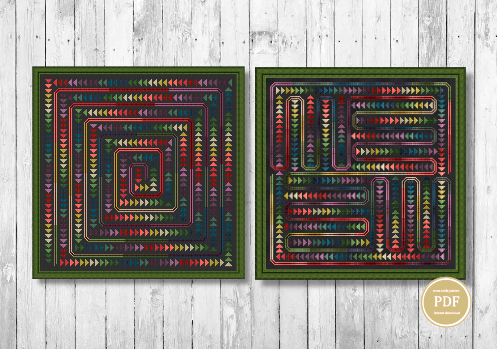 Patchwork for Cross Stitch Pattern Ornament - Abstract Maze 161-162 4 Patchwork for Cross Stitch Pattern Ornament - Abstract Maze 161-162 - Image 4